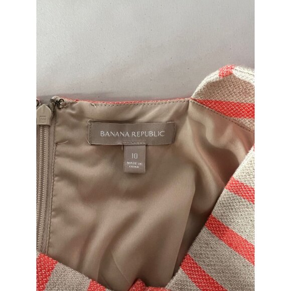 Banana Republic Dress 10 Coral Striped Linen Blend A-Line Halter Sleeveless - Picture 10 of 13